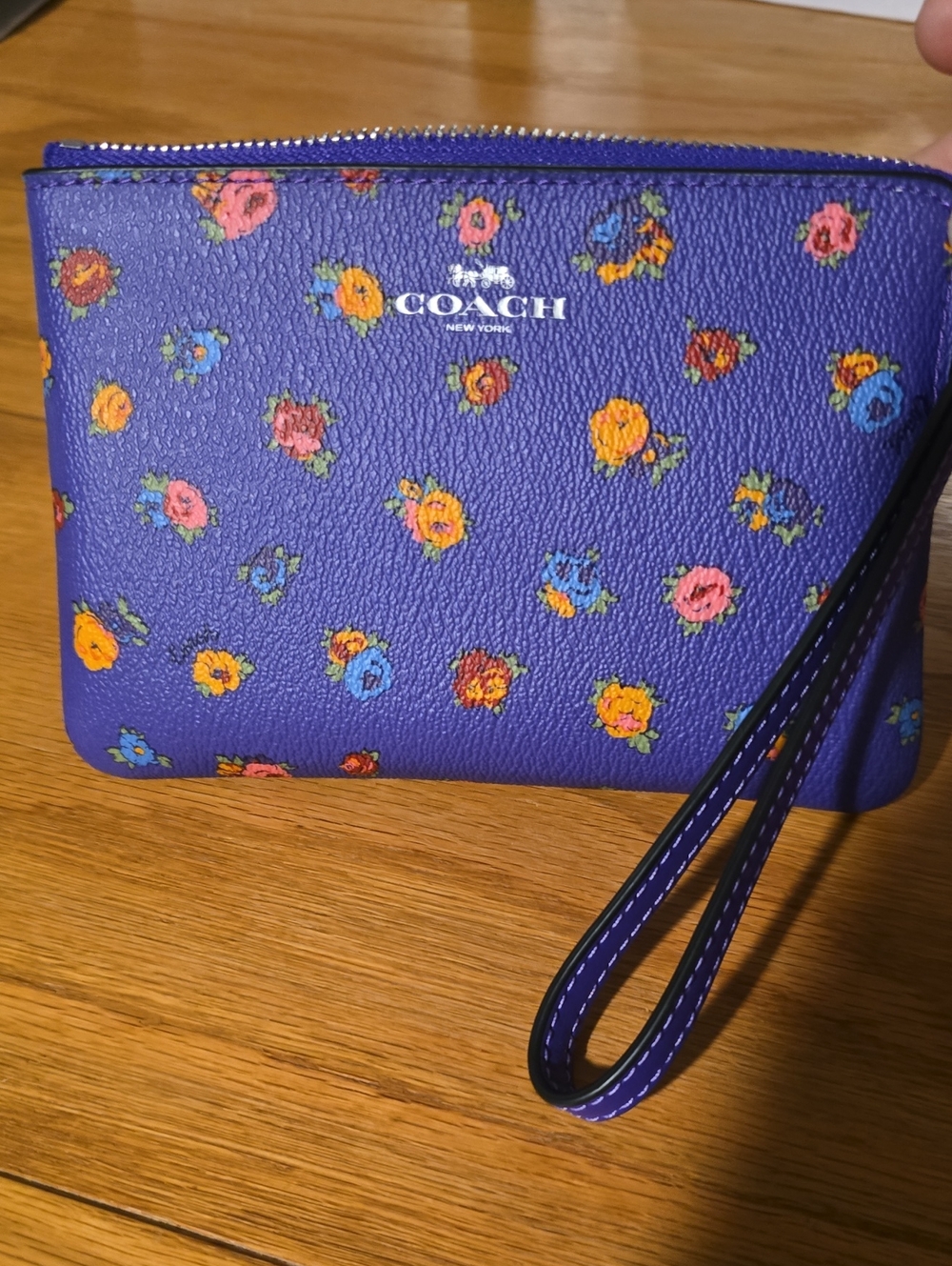 Leather wristlet, Coach Corner Zip Wristlet with Mini Vintage Rose Print, Style